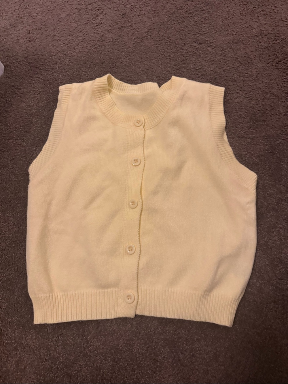 Cream Button-Up Knit Sweater Vest